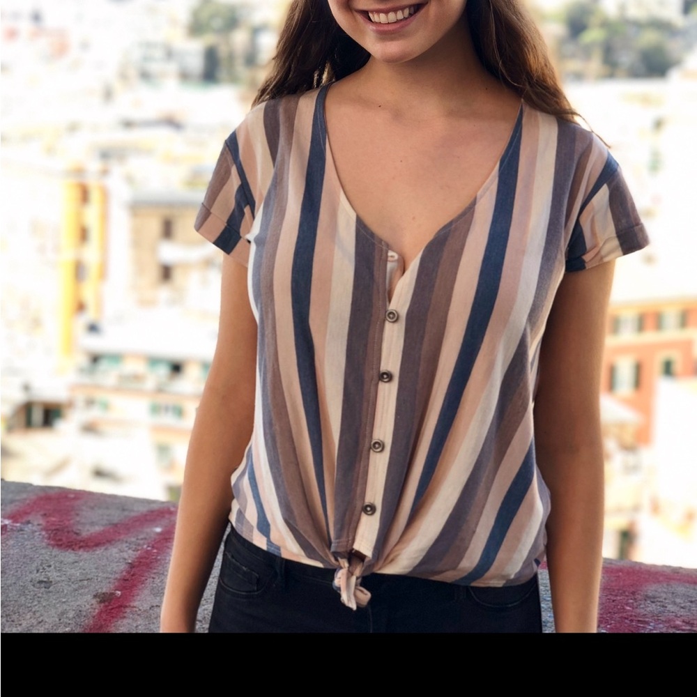 American Eagle striped button down tee